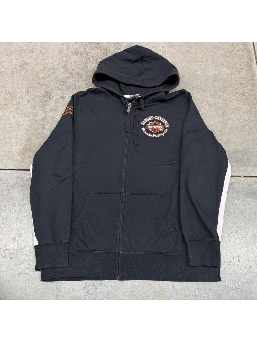 vintage harley davidson black full zip hoodie size xl WOMENS